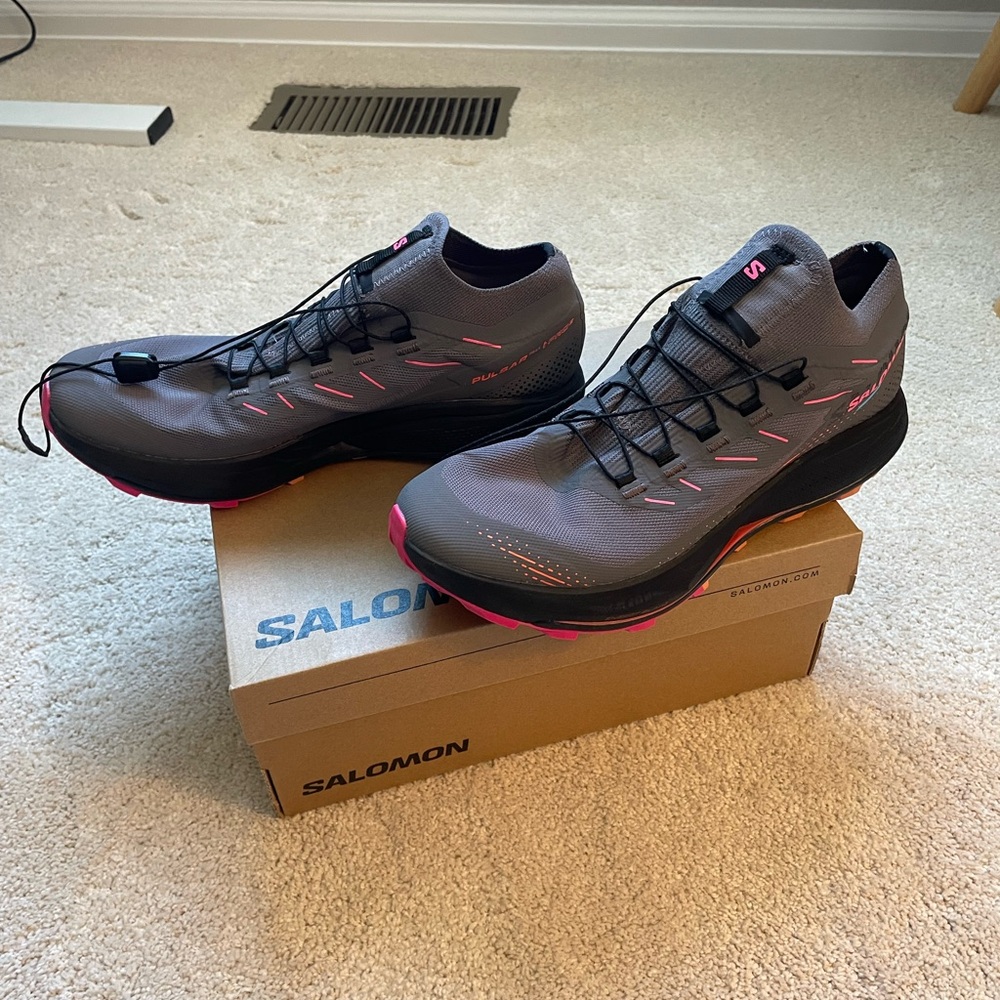 Salomon Gray Athletic Trail Shoes with Pink Accents - Picture 4 of 8